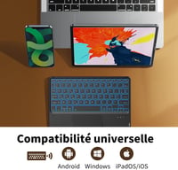 CACOE Bluetooth Billentyűzet Touchpad-dal, Vezeték Nélküli, 7 Szín Háttérvilágítás, Francia Billentyűzet, iOS Android Windows Tablet 3