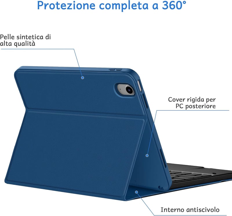 CACOE iPad 10 Billentyűzet Tok Touchpad-dal, 7 Szín Világítás, Vezeték Nélküli