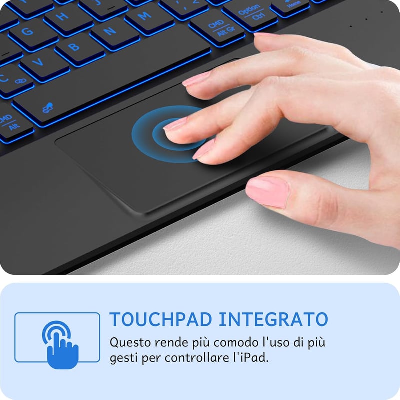 CACOE iPad 10 Billentyűzet Tok Touchpad-dal, 7 Szín Világítás, Vezeték Nélküli