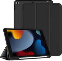 CACOE iPad 10.2 (7/8/9. gen) ultravékony TPU tok ceruzatartóval és állvánnyal - fekete 1