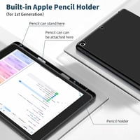 CACOE iPad 10.2 (7/8/9. gen) ultravékony TPU tok ceruzatartóval és állvánnyal - fekete 3