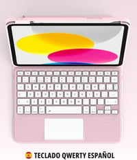 CACOE iPad A16 11/10 10.9 2025/2022 tok billentyűzettel spanyol vezeték nélküli billentyűzettel touchpaddal 7 színű háttérvilágítással 360 f 7