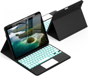 CACOE K08 puzdro s klávesnicou a touchpadom pre iPad Air 11", 7-farebné LED podsvietenie, odnímateľné bezdrôtové – čierne