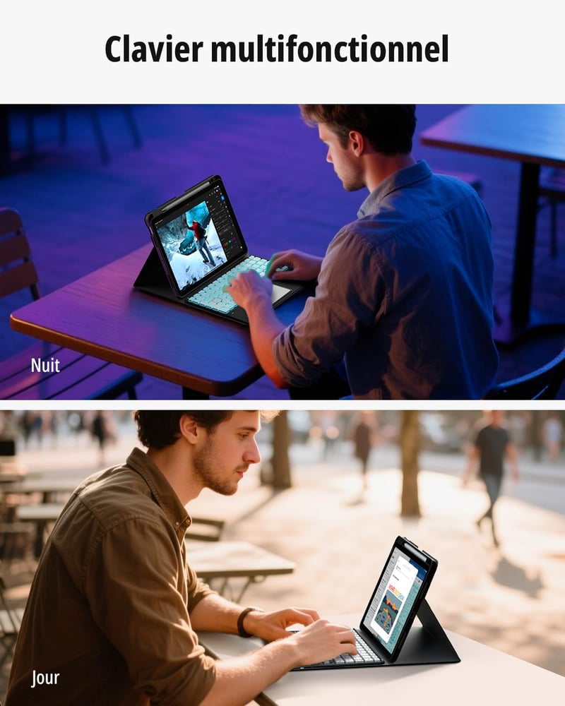 CACOE iPad Air 11 hüvely billentyűzettel, 7 szín LED, eltávolítható wireless