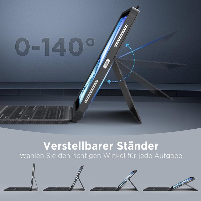 CACOE iPad Air/Pro 11 billentyűzetes tok világítással szürke