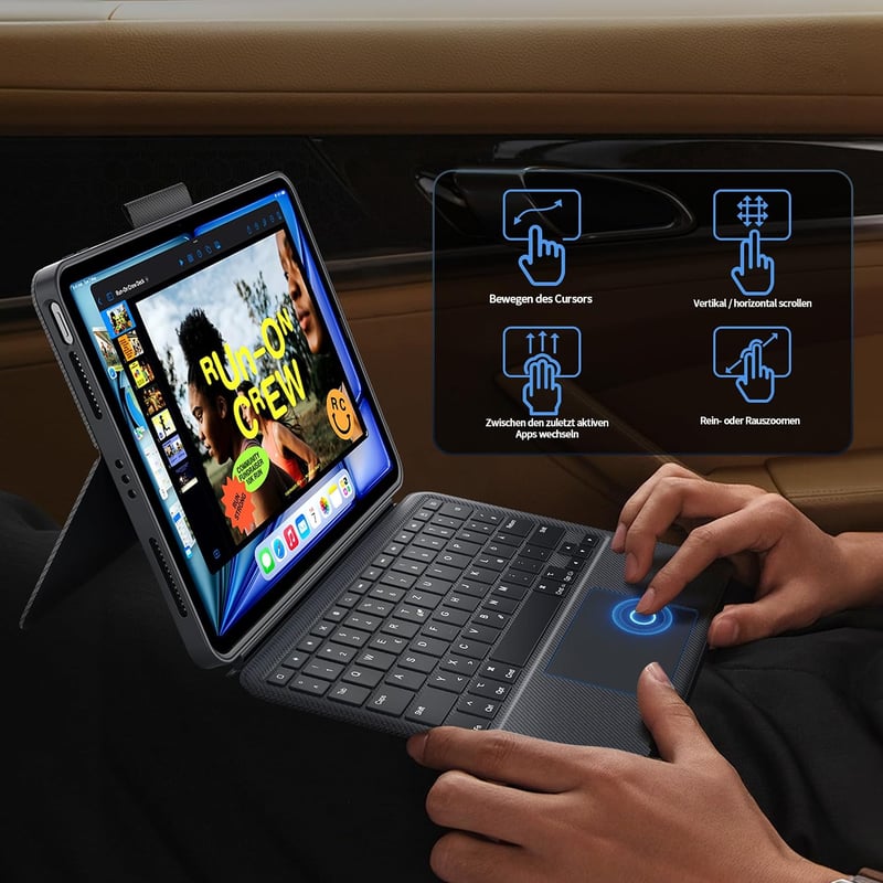 CACOE iPad Air/Pro 11 billentyűzetes tok világítással szürke