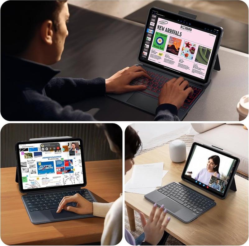 CACOE iPad Air/Pro 11 billentyűzetes tok világítással szürke