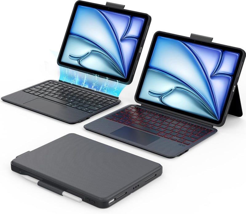 CACOE iPad Air/Pro 11 billentyűzetes tok világítással szürke