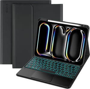 CACOE tipkovnica s maskom za iPad Pro 11 M4 s touchpadom, pozadinsko osvjetljenje u 7 boja - crna