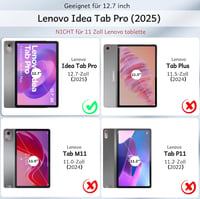 CACOE Levehető Vezeték Nélküli Billentyűzet Tok Lenovo Idea Tab Pro 12.7 2025 Tablethez - Érintőpaddal és 7 Színű Háttérvilágítással, Fekete 2