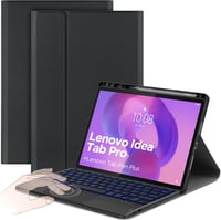 CACOE Levehető Vezeték Nélküli Billentyűzet Tok Lenovo Idea Tab Pro 12.7 2025 Tablethez - Érintőpaddal és 7 Színű Háttérvilágítással, Fekete 1