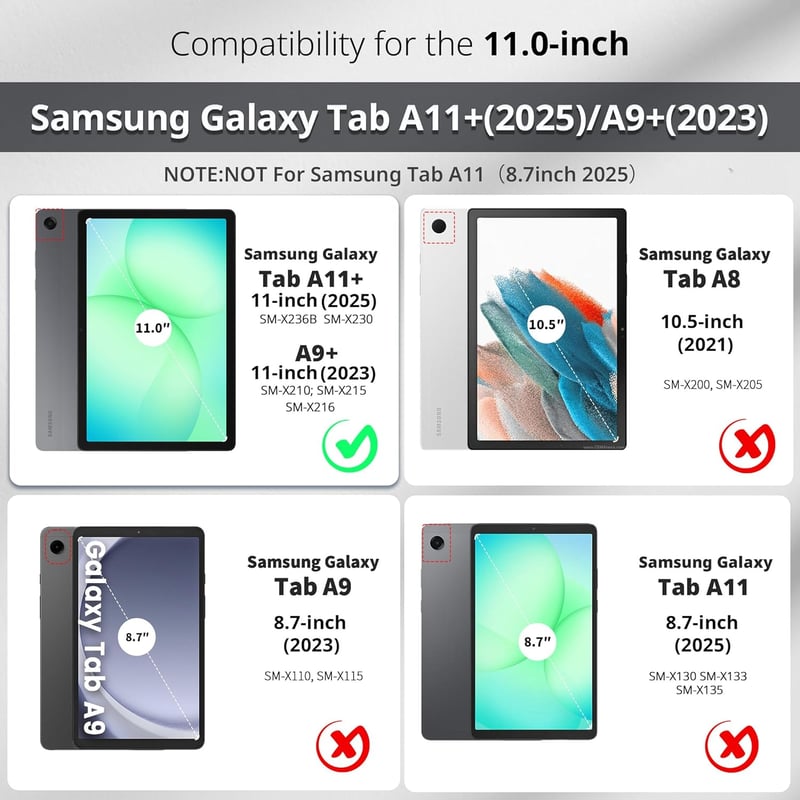 CACOE Samsung Galaxy Tab A11+ / A9+ 11" Tok Képernyővédővel, Állvánnyal és Auto Sleep/Wake Funkcióval, Fekete - black