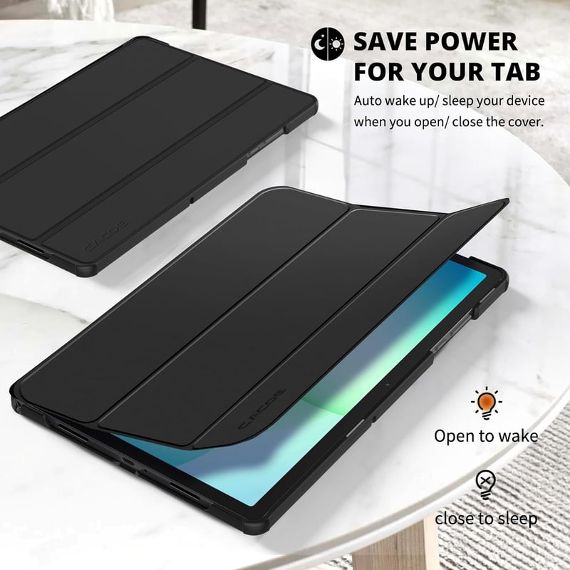CACOE Samsung Galaxy Tab A11+ / A9+ 11" Tok Képernyővédővel, Állvánnyal és Auto Sleep/Wake Funkcióval, Fekete - black