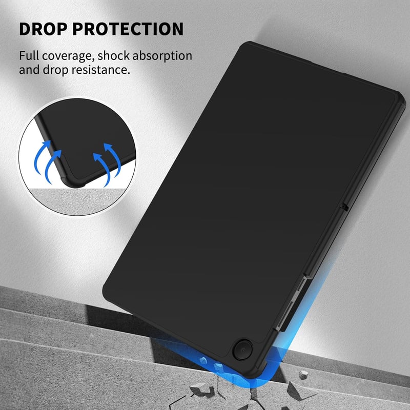 CACOE Samsung Galaxy Tab A11+ / A9+ 11" Tok Képernyővédővel, Állvánnyal és Auto Sleep/Wake Funkcióval, Fekete - black
