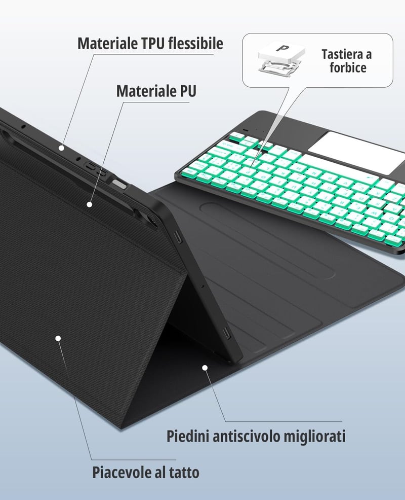 CACOE Samsung Galaxy Tab S9 FE/S11 Billentyűzet Tok Touchpad RGB Világítás