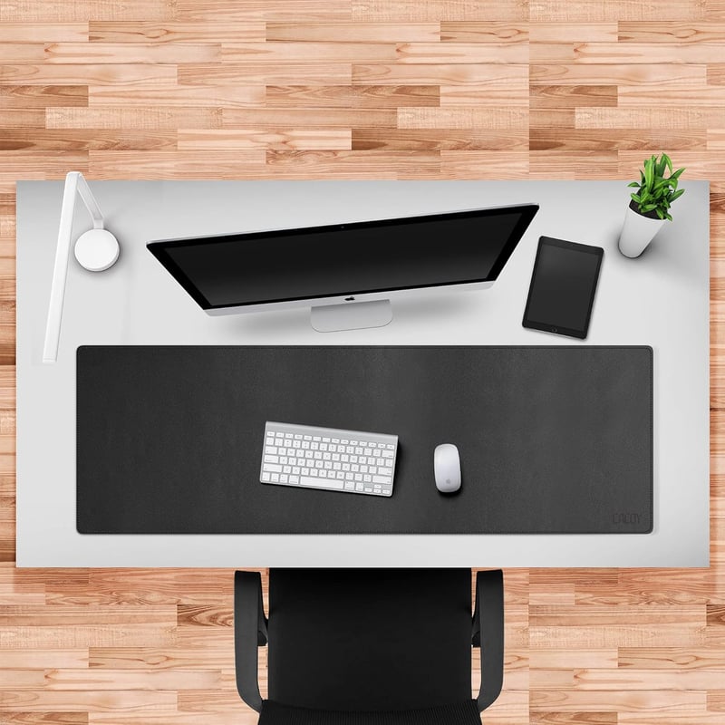 Cacoy 120x40 cm Bőr Asztalpad, Vízálló Irodai Asztalvédő, Gaming Egérpad Fekete