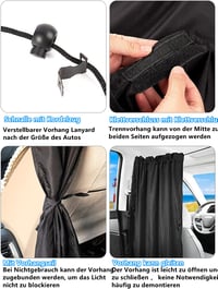 Set Perdele Separatoare Auto CACUINA, 3 buc., Parasolar pentru Geamurile din Spate, Protecție Solară, Paravan de Confidențialitate pentru Călătorii, Parasolar Detașabil pentru Dormit în Camping 6