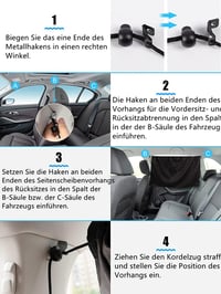 Set Perdele Separatoare Auto CACUINA, 3 buc., Parasolar pentru Geamurile din Spate, Protecție Solară, Paravan de Confidențialitate pentru Călătorii, Parasolar Detașabil pentru Dormit în Camping 7