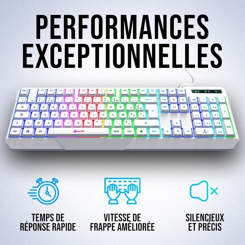 KLIM Chroma vezetékes AZERTY billentyűzet RGB háttérvilágítással