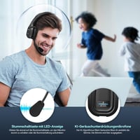 TeckNet Bluetooth fejhallgató mikrofonnal, zajszűrős, töltőállomásos, Skype-kompatibilis 6