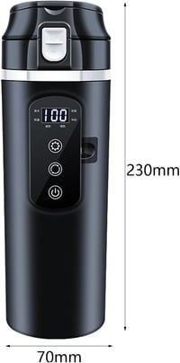 Autós Vízforraló 12V/24V - Hordozható 500ml Rozsdamentes Acél Bögre Hőmérséklet Kijelzővel - Utazáshoz, Kempinghez, Teához, Kávéhoz 2