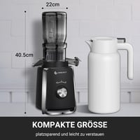 AMZCHEF Slow Juicer 103 mm Széles Adagolónyílással - 250W Hideg Préselésű Gyümölcs és Zöldség Facsaró 2 Szabadalmazott Szűrővel, Csendes Mot 8