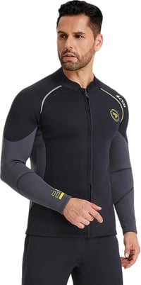 Férfi 3mm-es neoprén búvárfelső cipzárral - Hosszú ujjú úszó-, búvár- és szörfdzseki (2XL) 2