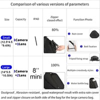 CADeN Vízálló Fényképezőgép Táska - Keresztpántos Oldaltáska DSLR/SLR Kamerákhoz, Kompatibilis Sony, Canon, Nikon Gépekkel, 2-3 Objektívvel  2