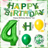 Cadimus XXL narodeninová dekorácia s dinosaurami pre 4-ročných chlapcov, 81 cm fóliový balón dino 4 zelený, nápis Happy Birthday, dinosauria párty pre deti 2