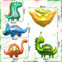 Cadimus XXL narodeninová dekorácia s dinosaurami pre 4-ročných chlapcov, 81 cm fóliový balón dino 4 zelený, nápis Happy Birthday, dinosauria párty pre deti 3