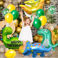 Cadimus XXL narodeninová dekorácia s dinosaurami pre 4-ročných chlapcov, 81 cm fóliový balón dino 4 zelený, nápis Happy Birthday, dinosauria párty pre deti 7