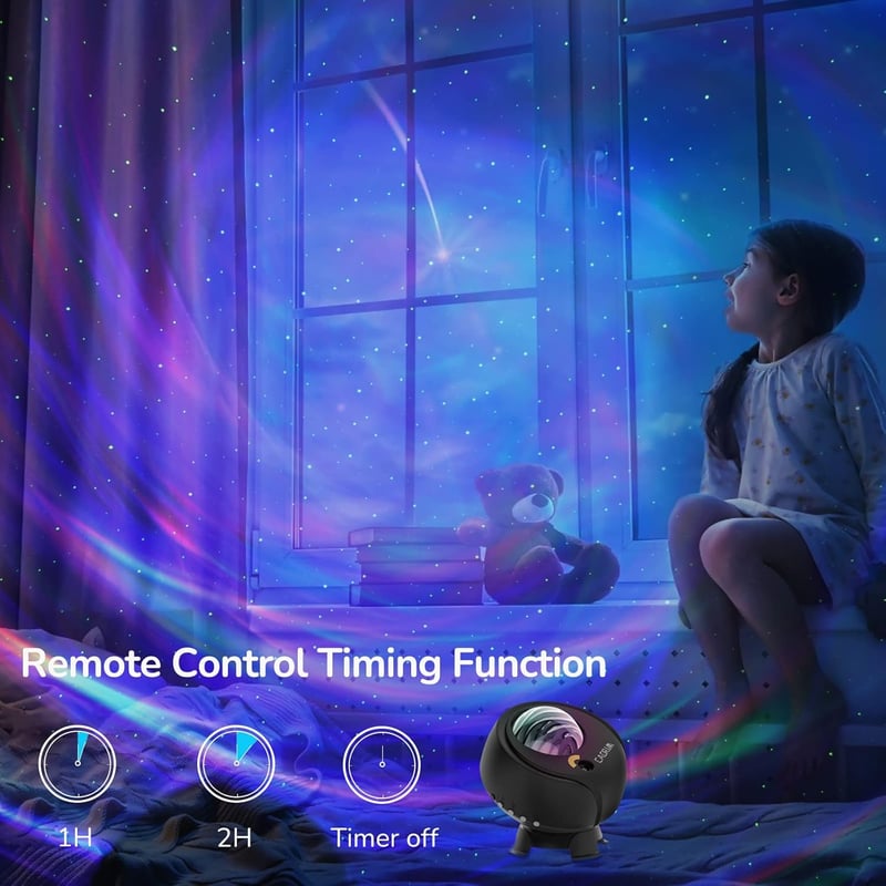 Cadrim LED Csillagos Égbolt Projektor Távirányítóval - Bluetooth Hangszóró, 24+ Fényhatás, Időzítő, Sarki Fény Lámpa Partikhoz