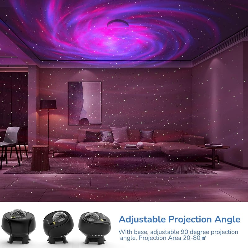 Cadrim LED Csillagos Égbolt Projektor Távirányítóval - Bluetooth Hangszóró, 24+ Fényhatás, Időzítő, Sarki Fény Lámpa Partikhoz