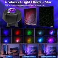 Cadrim LED Csillagos Égbolt Projektor Távirányítóval - Bluetooth Hangszóró, 24+ Fényhatás, Időzítő, Sarki Fény Lámpa Partikhoz 5