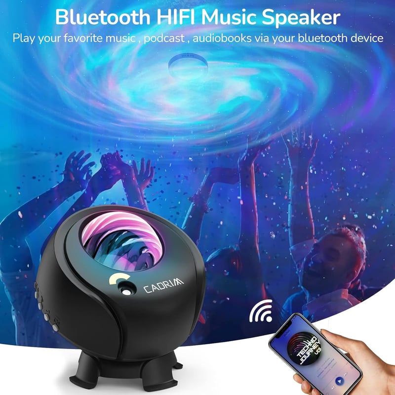Cadrim LED Csillagos Égbolt Projektor Távirányítóval - Bluetooth Hangszóró, 24+ Fényhatás, Időzítő, Sarki Fény Lámpa Partikhoz
