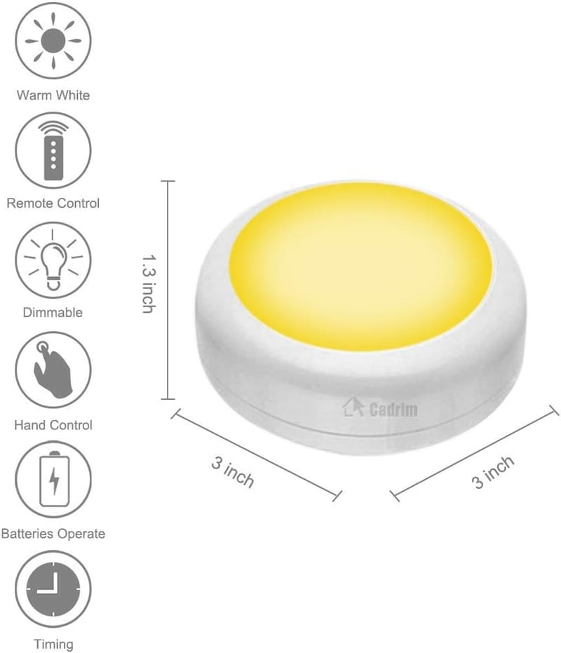 Cadrim Vezeték Nélküli LED Éjjeli Lámpa 2 Távirányítóval - 13 Színű RGB Világítás, Fényerőszabályzás, Időzítő Funkcióval Szekrényekhez