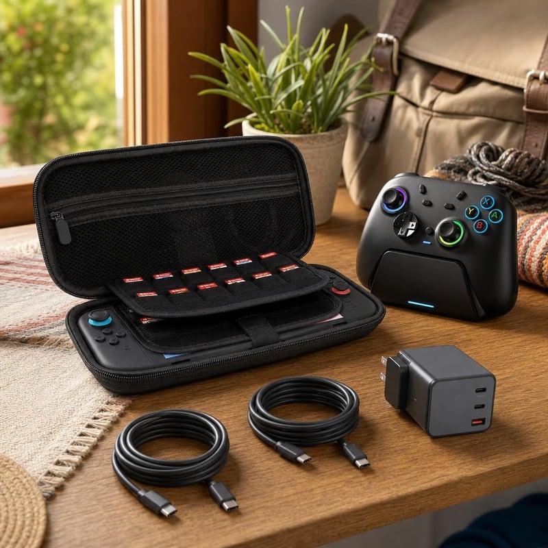 Switch 2 putni set: torbica + 24 utora za igre + 2 USB-C kabela + 65W punjač + bežični kontroler