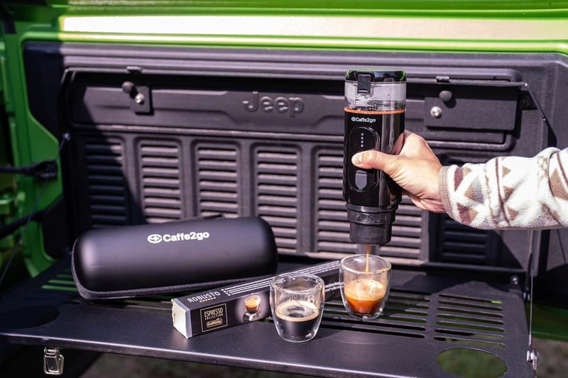 Caffe2go Presso XI 110ml Hordozható Kávéfőző Kapszula és Őrölt Kávéhoz