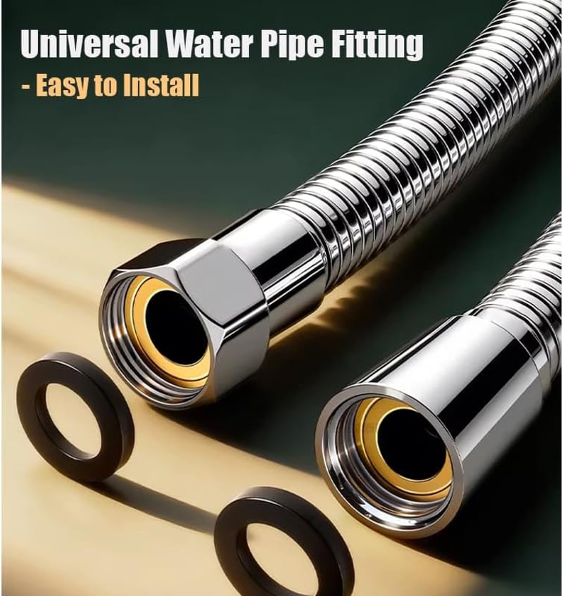 Caiery 304 rozsdamentes acél zuhanycső 1,5m flexibilis kézi zuhanyhoz - 304 Stainless Steel Shower Hose, Natural Colour, 1.5 M