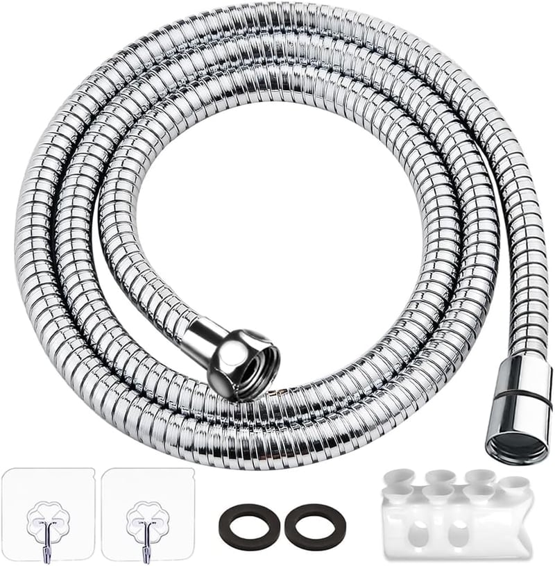 Caiery 304 rozsdamentes acél zuhanycső 1,5m flexibilis kézi zuhanyhoz - 304 Stainless Steel Shower Hose, Natural Colour, 1.5 M