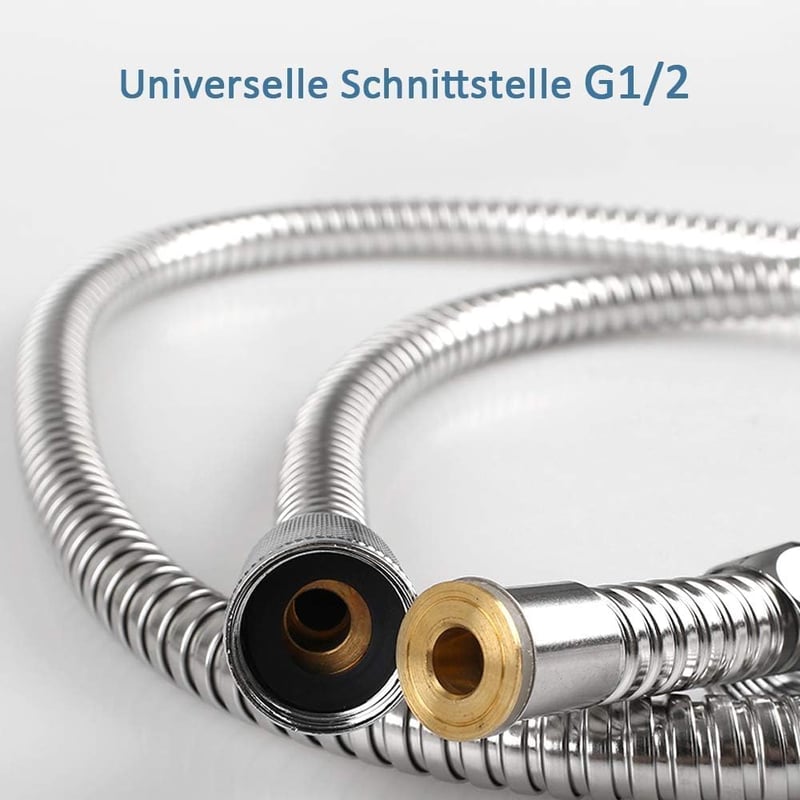 Caiery 304 rozsdamentes acél zuhanycső 1,5m flexibilis kézi zuhanyhoz - 304 Stainless Steel Shower Hose, Natural Colour, 1.5 M