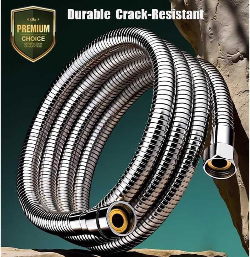 Caiery 304 rozsdamentes acél zuhanycső 1,5m flexibilis kézi zuhanyhoz - 304 Stainless Steel Shower Hose, Natural Colour, 1.5 M