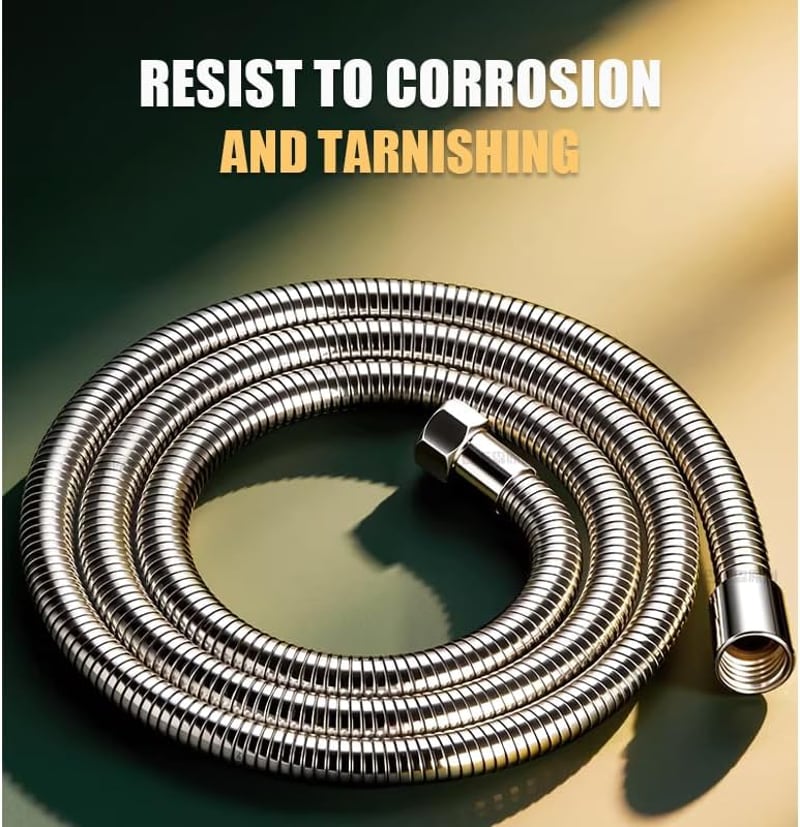 Caiery 304 rozsdamentes acél zuhanycső 1,5m flexibilis kézi zuhanyhoz - 304 Stainless Steel Shower Hose, Natural Colour, 1.5 M
