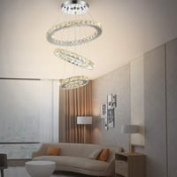 Cainjiazh 3 Gyűrűs Kristály LED Csillár - Szabályozható Fényerő, Távirányítóval, Állítható Magasság, Modern Dizájn Nappaliba, Hálószobába 8