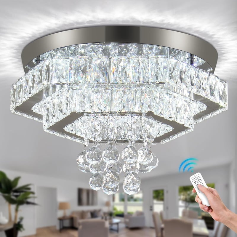 Cainjiazh Modern Kristály LED Mennyezeti Lámpa Dimmer Funkcióval Nappalihoz Hálóhoz