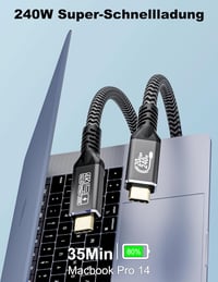 CAKOBLE USB-C kábel 2m 240W, 4K@60Hz, Thunderbolt 4/3 kompatibilis iPhone 15 MacBook Samsung 2