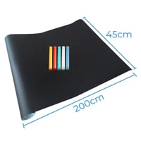 Folie tablă autoadezivă Calaisco 200x45 cm, suprafață pentru cretă, include 5 crete colorate, folie tablă școlară cu lipire pe perete 2