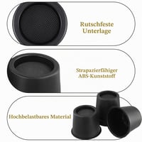 Calenxy Set 4 înălțătoare de mobilă 10 cm, suporturi rotunde pentru pat și masă din plastic rezistent, pentru pat, canapea, birou, scaun, protecție podea, negru 3