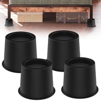 Calenxy Set 4 înălțătoare de mobilă 10 cm, suporturi rotunde pentru pat și masă din plastic rezistent, pentru pat, canapea, birou, scaun, protecție podea, negru 1