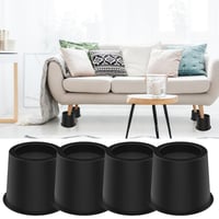 Calenxy Set 4 înălțătoare de mobilă 10 cm, suporturi rotunde pentru pat și masă din plastic rezistent, pentru pat, canapea, birou, scaun, protecție podea, negru 6
